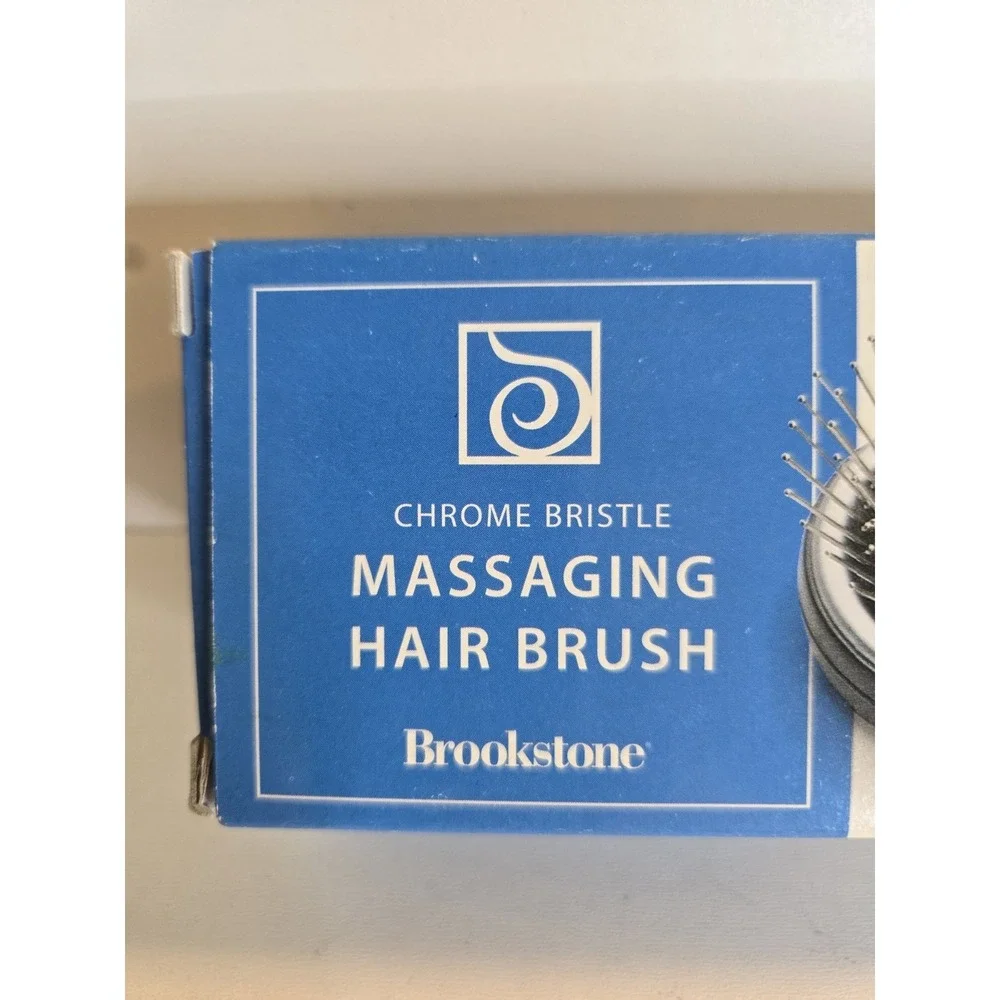 Vintage Brookstone Massaging Battery Power Chrome Bristle Hairbrush 1999 NEW